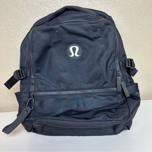 lululemon athletica Handbags - Lululemon New Crew Black Lap Top Backpack White Logo